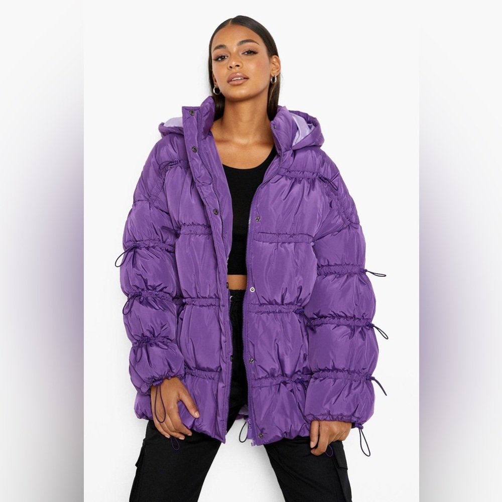 Purple hooded puffer coat - Brand New